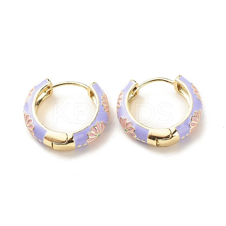 Daisy Flower Enamel Hoop Earrings LS-EJEW-G290-01G-B-1