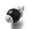 Brass & Natural Black Agate(Dyed & Heated) Pendants KK-Q043-22P-2
