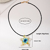 Summer Beach Starfish Transparent Glass Pendant Black Waxed Cord Necklaces for Women FS-WG29C72-01-4