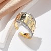 Brass Micro Pave Clear Cubic Zirconia Cuff Rings for Women RJEW-U041-23G-1