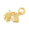 Rack Plating Brass Micro Pave Cubic Zirconia European Dangle Charms KK-P270-02F-G-2