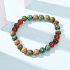 Natural Picture Jasper & African Turquoise & Carnelian Beads Stretch Bracelets for Women Men BJEW-P398-01D-2