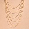 304 Stainless Steel Boston Link Chain Multi Layered Necklaces for Women NJEW-U025-01G-02-1