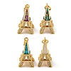 Brass Micro Pave Cubic Zirconia with Synthetic Opal Pendants KK-K356-18G-1