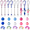 DIY Rainbow Round Wood & Aluminum Keychain Making Kits DIY-YW0012-31-1