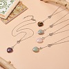 5Pcs 5 Style Natural Mixed Gemstone Heart Lariat Necklaces Set NJEW-JN04269-7