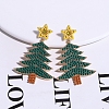 Christmas Trees with Star Alloy Dangle Stud Earrings for Women EJEW-Z078-03B-1