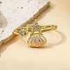 Brass Micro Pave Cubic Zirconia Cuff Open Rings WG7AC98-05-1