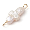 Natural Keshi Pearl Cross Links Connector Charms PALLOY-JF02822-4