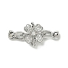 Rack Plating Flower Brass Pave Clear Cubic Zirconia Fold Over Clasps KK-E080-01P-1