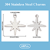 60Pcs 304 Stainless Steel Pendants STAS-SC0008-63-2