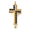 Brass Pave Black Cubic Zirconia Connector Charms KK-M101-02G-G02-1
