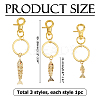 3Pcs Fish Brass Micro Pave Cubic Zirconia Keychains KEYC-HS00006-2