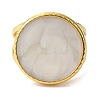 Ion Plating(IP)  304 Stainless Steel Enamel Open Cuff Rings for Women RJEW-F166-53G-01-2