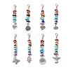 Chakra Natural Red Jasper & South Red Agate & Tiger Eye & Green Aventurine & Amethyst & Lapis Lazuli & Synthetic Turquoise Chips & Alloy Pendant Decorations HJEW-JM03181-2