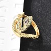 Brass Micro Pave Cubic Zirconia Cuff Rings for Women RJEW-D301-31G-1
