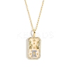 Brass Micro Pave Cubic Zirconia Rectangle with Constellation Pendant Necklaces PW-WG95654-03-1