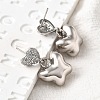 Heart with Butterfly Brass Micro Pave Clear Cubic Zirconia Dangle Stud Earrings EJEW-Z099-01P-3