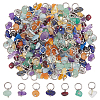 140Pcs 7 Styles Natural Gemstone Chip Charms with Brass Loops PALLOY-FH00120-1