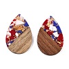 Transparent Resin & Walnut Wood Big Pendants RESI-T058-05H-2