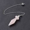 Natural Rose Quartz Pointed Dowsing Pendulums AJEW-B020-05P-07-3