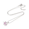 304 Stainless Steel Brass Cubic Zirconia Heart with Arrow Pendant 304 Stainless Steel Chain Necklaces NJEW-T018-07P-2