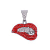 Zinc Alloy Full Rhinestone Lip Pendant Cuban Link Chain Necklaces for Men FS-WG26C72-02-2