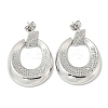 Oval Rack Plating Brass Micro Pave Cubic Zirconia Dangle Stud Earrings EJEW-F331-21P-1
