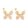 304 Stainless Steel Pave Cubic Zirconia Pendants STAS-T064-86G-05-1