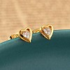 304 Stainless Steel Clear Cubic Zirconia Stud Earrings STAS-E502-02G-01-1