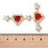 Rack Plating Brass Cubic Zirconia Triple Heart Connector Charm KK-C084-05G-4