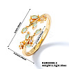 Exquisite Brass Cubic Zirconia Willow Leaf Cuff Rings for Women UN6923-3-1