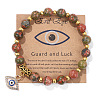 Natural Unakite Round Beads Stretch Bracelets FS-WG18FCB-19-1