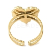 Ion Plating(IP) 304 Stainless Steel Enamel Heart Cuff Finger Rings RJEW-L107-078B-G-3