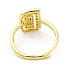 Mixed Color Enamel Initial Letter Adjustable Ring with Clear Cubic Zirconia RJEW-P045-01G-B-3