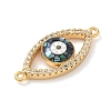Brass Micro Pave Clear Cubic Zirconia Enamel Horse Eye Connector Charms KK-H534-02G-01-2