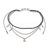 Summer 304 Stainless Steel Figaro Chain & Braided Leather Cord Chain Belts NJEW-C00034-1