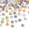 100Pcs 5 Colors Transparent Electroplate Glass Bead Caps EGLA-TA0013-10-2