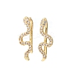 Brass Micro Pave Cubic Zirconia Stud Crawler Earrings KK-CBAA351-16G-01-4