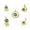 5Pcs 5 Styles Brass Micro Pave Cubic Zirconia Pendants KK-CJ0003-57-1