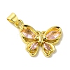 Brass with Glass Pendants KK-Z042-01G-03-1