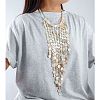 Resin Disc Long Tassel Cotton Rope Bib Necklaces with Alloy End Chains for Women FS-WG31146-01-1