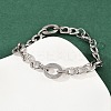201 Stainless Steel Textured Oval Link Chain Bracelets for Women BJEW-B143-04P-2