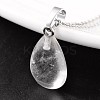 Teardrop Platinum Tone Brass Quartz Crystal Pendants G-F267-02F-1