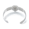 Non-Tarnish 304 Stainless Steel Hollow Leaf Open Cuff Bangles for Women BJEW-U002-07P-3