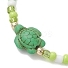 7Pcs Dyed Synthetic Turquoise & Electroplate Non-magnetic Synthetic Hematite Beads Stretch Bracelets BJEW-JB13428-5