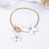 Alloy Enamel Flower Charm Brass Snake Chain Anklets for Women WG4EB39-02-1