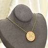 304 Stainless Steel Clear Cubic Zirconia Moon Phase Flat Round Pendant Necklaces LS-NJEW-R018-03G-2