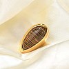 Teardrop Natural Tiger Eye Finger Rings RJEW-Q007-07G-2