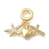 Brass Micro Pave Clear Cubic Zirconia European Dangle Charms KK-D431-033A-G-1